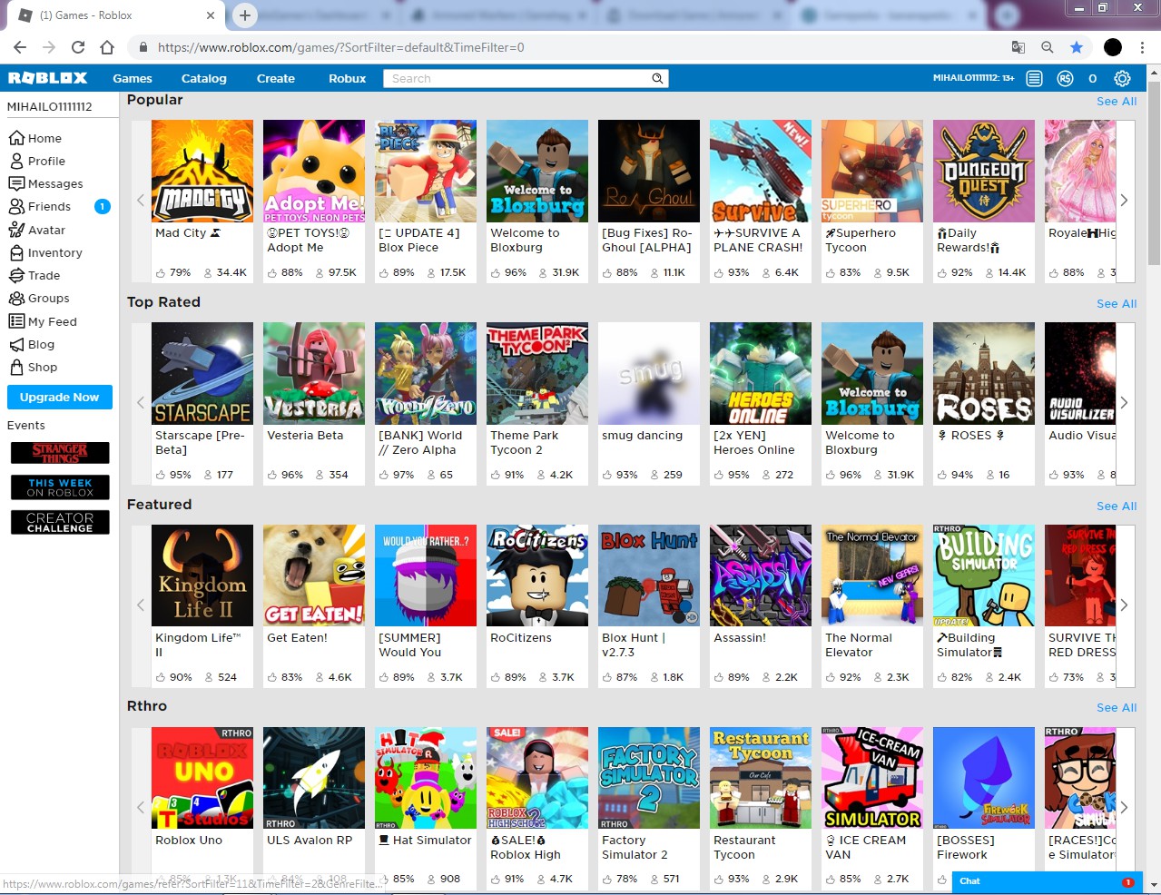 Games Roblox Homepage